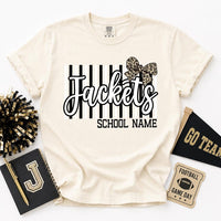 Personalized School Mascot Shirt, Custom Team Name Tee or Sweatshirt, Leopard Bow School Spirit Top, Game Day Outfit, Custom Team Gift