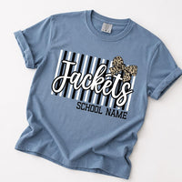Personalized School Mascot Shirt, Custom Team Name Tee or Sweatshirt, Leopard Bow School Spirit Top, Game Day Outfit, Custom Team Gift