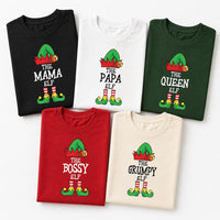 Personalized Christmas Elf Shirt and Sweatshirt, Custom Family Matching Holiday Top, Funny Mama Papa King Queen Elf Outfit, Christmas Gift