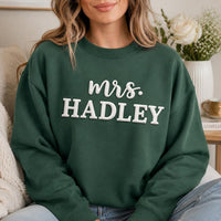 Personalized Bride Puff Print Sweatshirt, Future Mrs Last Name Shirt, Bridal Engagement Crewneck, Name Crewneck, Custom Gift for Bride