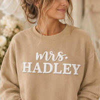 Personalized Bride Puff Print Sweatshirt, Future Mrs Last Name Shirt, Bridal Engagement Crewneck, Name Crewneck, Custom Gift for Bride
