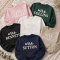 Personalized Bride Puff Print Sweatshirt, Future Mrs Last Name Shirt, Bridal Engagement Crewneck, Name Crewneck, Custom Gift for Bride