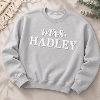 Personalized Bride Puff Print Sweatshirt, Future Mrs Last Name Shirt, Bridal Engagement Crewneck, Name Crewneck, Custom Gift for Bride