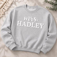 Personalized Bride Puff Print Sweatshirt, Future Mrs Last Name Shirt, Bridal Engagement Crewneck, Name Crewneck, Custom Gift for Bride