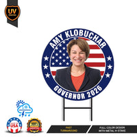 Amy Klobuchar For Minnesota Governor 2026 Yard Sign, Corrugated Plastic Governor Elections Race Red White Blue Yard Sign with Metal H-Stake