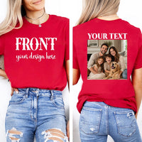 Personalized Front and Back Photo Shirt, Custom Family Group Photo Tee, Front Back Print T-Shirt, Add Your Own Text, Custom Family Gift,