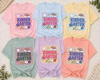 Kindergarten Teacher Shirt, Cute Teacher Tee, Colorful Pastel Rainbow Classroom Top, First Day of School Outfit, Back to School Gift