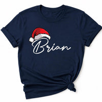 Personalized Family Christmas Shirts, Custom Name Santa Hat Tees, Matching Holiday Outfit, Adult Youth Baby Sizes, Family Christmas Gift