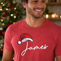 Personalized Family Christmas Shirts, Custom Name Santa Hat Tees, Matching Holiday Outfit, Adult Youth Baby Sizes, Family Christmas Gift