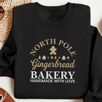 North Pole Gingerbread Bakery Embroidered Sweatshirt, Holiday Hoodie, Festive Shirt, Vintage Winter Crewneck, Christmas Gift for Her