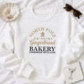 North Pole Gingerbread Bakery Embroidered Sweatshirt, Holiday Hoodie, Festive Shirt, Vintage Winter Crewneck, Christmas Gift for Her