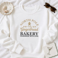 North Pole Gingerbread Bakery Embroidered Sweatshirt, Holiday Hoodie, Festive Shirt, Vintage Winter Crewneck, Christmas Gift for Her