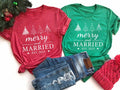 Personalized Merry and Married Couple Shirt, Custom Est Year Holiday Tee, Matching Newlywed Outfit, His and Hers Shirts, Newlywed Gift