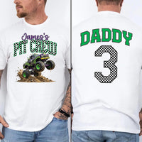 Personalized Monster Truck Shirts, Pit Crew Family Tees, 3rd Birthday Boy Outfit, Front Back Print, Gift for Toddler