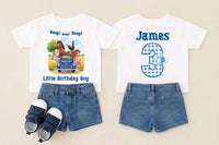 Personalized Farm Birthday Boy Shirt, Custom Name Age Kids Tee, Beep Beep Farm Truck Top, Barnyard Party Outfit, Birthday Gift, Front Back