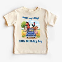 Personalized Farm Birthday Boy Shirt, Custom Name Age Kids Tee, Beep Beep Farm Truck Top, Barnyard Party Outfit, Birthday Gift, Front Back