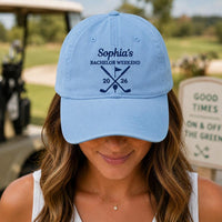 Personalized Bachelorette Golf Embroidered Hat, Custom Bride Name and Date Cap, Bridal Party Cap, Golf Weekend Trip, Bridal Shower Gift