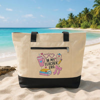 Custom Teacher Embroidered Zipper Tote Bag, In My Teacher Era Canvas Tote, School Work Bag, Back to School Gift, End of Year Educator Gift