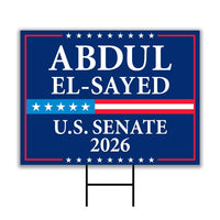 Abdul El-Sayed For Michigan Senate 2026 Yard Sign, Corrugated Plastic Senate Elections, Race Red White & Blue Yard Sign with Metal H-Stake