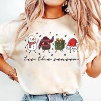 Tis the Season Holiday Shirt, Cute Christmas Graphic Tee, Snowman Sweater Present Santa Hat Design, Festive Winter Outfit, Christmas Gift