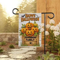 Personalized Halloween Garden Flag, 12x18 Double Sided Yard Flag, Spooky Porch Decor, Pumpkin Family Outdoor Welcome Sign, Halloween Gift