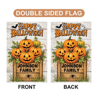 Personalized Halloween Garden Flag, 12x18 Double Sided Yard Flag, Spooky Porch Decor, Pumpkin Family Outdoor Welcome Sign, Halloween Gift