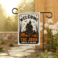 Personalized Halloween Family Garden Flag, 12x18 Double Sided Yard Flag, Spooky Porch Decor, Haunted House Welcome Sign, Halloween Gift