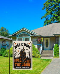 Personalized Halloween Family Garden Flag, 12x18 Double Sided Yard Flag, Spooky Porch Decor, Haunted House Welcome Sign, Halloween Gift