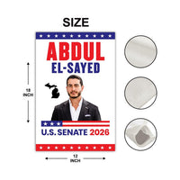 Abdul El-Sayed For Michigan Senate 2026 Garden Flag, Double Sided, 2026 Senate Flag, Elections Flag, Race Red White & Blue Flag