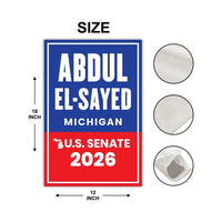 Abdul El-Sayed For Michigan Senate 2026 Garden Flag, Double Sided, 2026 Senate Flag, Elections Flag, Race Red White & Blue Flag