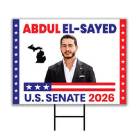 Abdul El-Sayed For Michigan Senate 2026 Yard Sign, Corrugated Plastic Senate Elections, Race Red White & Blue Yard Sign with Metal H-Stake