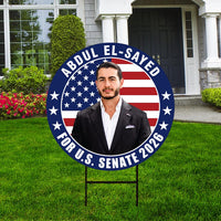 Abdul El-Sayed For Michigan Senate 2026 Yard Sign, Corrugated Plastic Senate Elections, Race Red White & Blue Yard Sign with Metal H-Stake