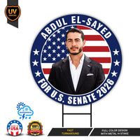Abdul El-Sayed For Michigan Senate 2026 Yard Sign, Corrugated Plastic Senate Elections, Race Red White & Blue Yard Sign with Metal H-Stake