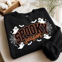 Spooky Season Halloween Sweatshirt, Retro Ghosts and Bats Crewneck, Cute Varsity Spooky Pullover, Fall Festival Outfit, Halloween Gift