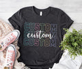 Personalized Custom Text Shirt, Custom Name or Quote Tee, Pastel Varsity Outline T-Shirt, Repeated Word Design, Birthday Gift for Her