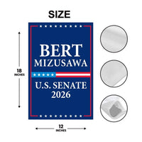 Bert Mizusawa For Virginia Senate 2026 Garden Flag, Double Sided, 2026 Senate Flag, Elections Flag, Race Red White & Blue Flag
