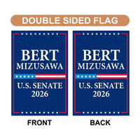 Bert Mizusawa For Virginia Senate 2026 Garden Flag, Double Sided, 2026 Senate Flag, Elections Flag, Race Red White & Blue Flag