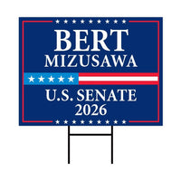 Bert Mizusawa For Virginia Senate 2026 Yard Sign, Corrugated Plastic Senate Elections, Race Red White & Blue Yard Sign with Metal H-Stake