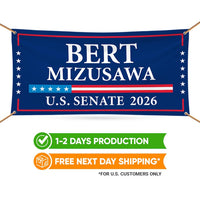 Bert Mizusawa For Virginia U.S. Senate Banner Sign, 13 oz Waterproof US Senate Election 2026, Senate Vinyl Banner With Metal Grommets