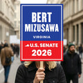 Bert Mizusawa For Virginia Senate 2026 Election Sign, Political Campaign Sign, Senate Election 2026 Race Poster Sign