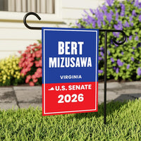 Bert Mizusawa For Virginia Senate 2026 Garden Flag, Double Sided, 2026 Senate Flag, Elections Flag, Race Red White & Blue Flag