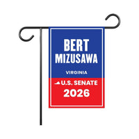 Bert Mizusawa For Virginia Senate 2026 Garden Flag, Double Sided, 2026 Senate Flag, Elections Flag, Race Red White & Blue Flag