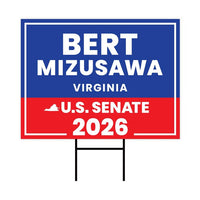 Bert Mizusawa For Virginia Senate 2026 Yard Sign, Corrugated Plastic Senate Elections, Race Red White & Blue Yard Sign with Metal H-Stake