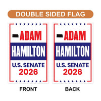 Adam Hamilton For Kansas Senate 2026 Garden Flag, Double Sided, 2026 Senate Flag, Elections Flag, Republican, Race Red White & Blue Flag