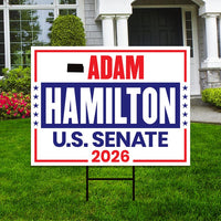 Adam Hamilton For Kansas Senate 2026 Yard Sign, Corrugated Plastic Senate Elections, Race Red White & Blue Yard Sign with Metal H-Stake