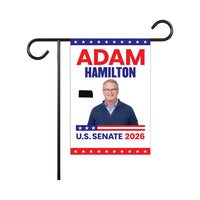 Adam Hamilton For Kansas Senate 2026 Garden Flag, Double Sided, 2026 Senate Flag, Elections Flag, Republican, Race Red White & Blue Flag