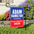 Adam Hamilton For Kansas Senate 2026 Garden Flag, Double Sided, 2026 Senate Flag, Elections Flag, Republican, Race Red White & Blue Flag