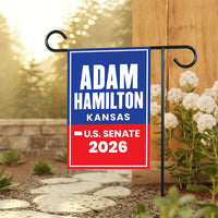 Adam Hamilton For Kansas Senate 2026 Garden Flag, Double Sided, 2026 Senate Flag, Elections Flag, Republican, Race Red White & Blue Flag