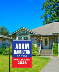 Adam Hamilton For Kansas Senate 2026 Garden Flag, Double Sided, 2026 Senate Flag, Elections Flag, Republican, Race Red White & Blue Flag