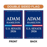 Adam Hamilton For Kansas Senate 2026 Garden Flag, Double Sided, 2026 Senate Flag, Elections Flag, Republican, Race Red White & Blue Flag